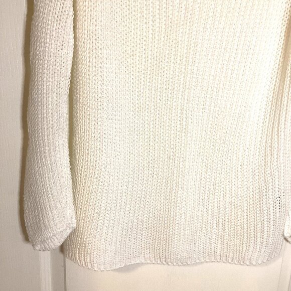 Femme Fatale Women's White Sheer Sweater Cut-Out Sleeves Made in Italy Size S/P - Picture 3 of 7